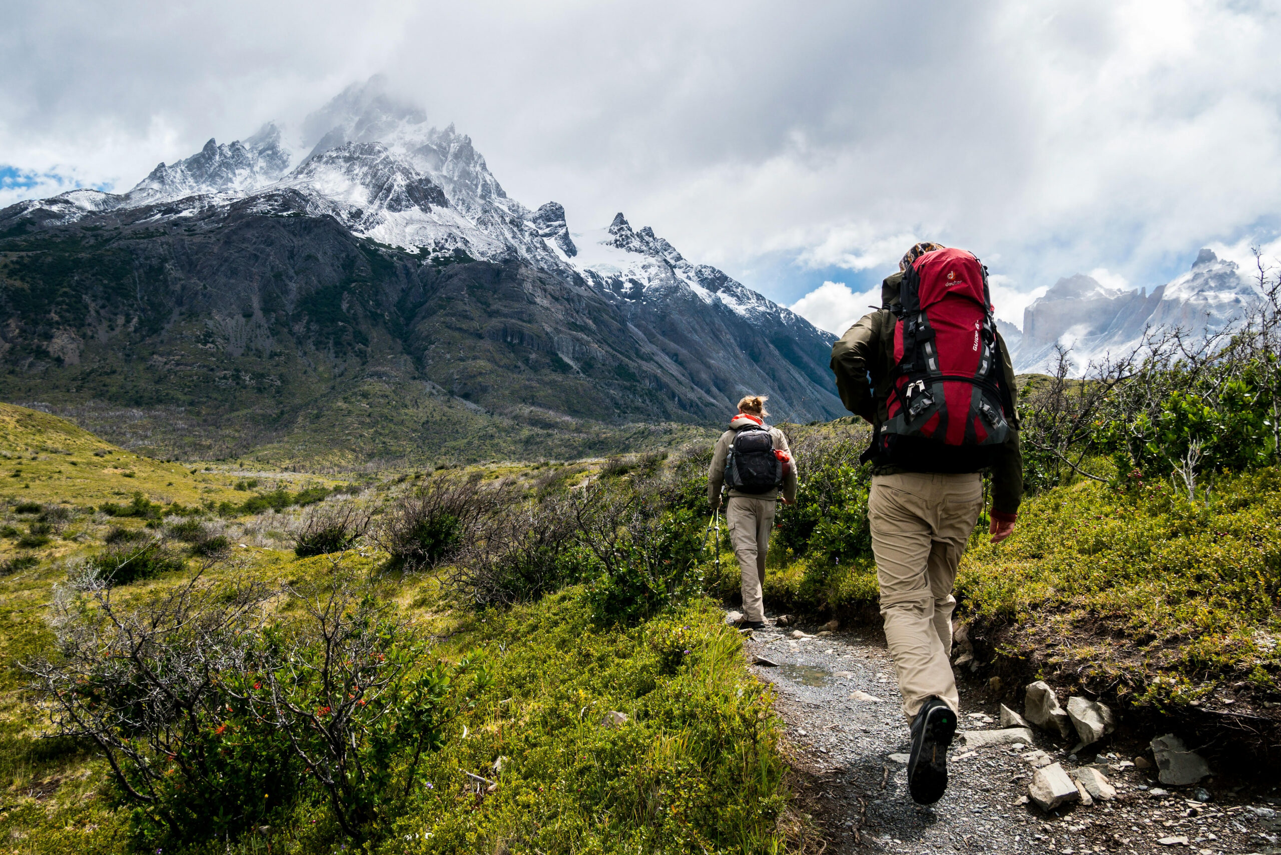 People hiking in the mountains.